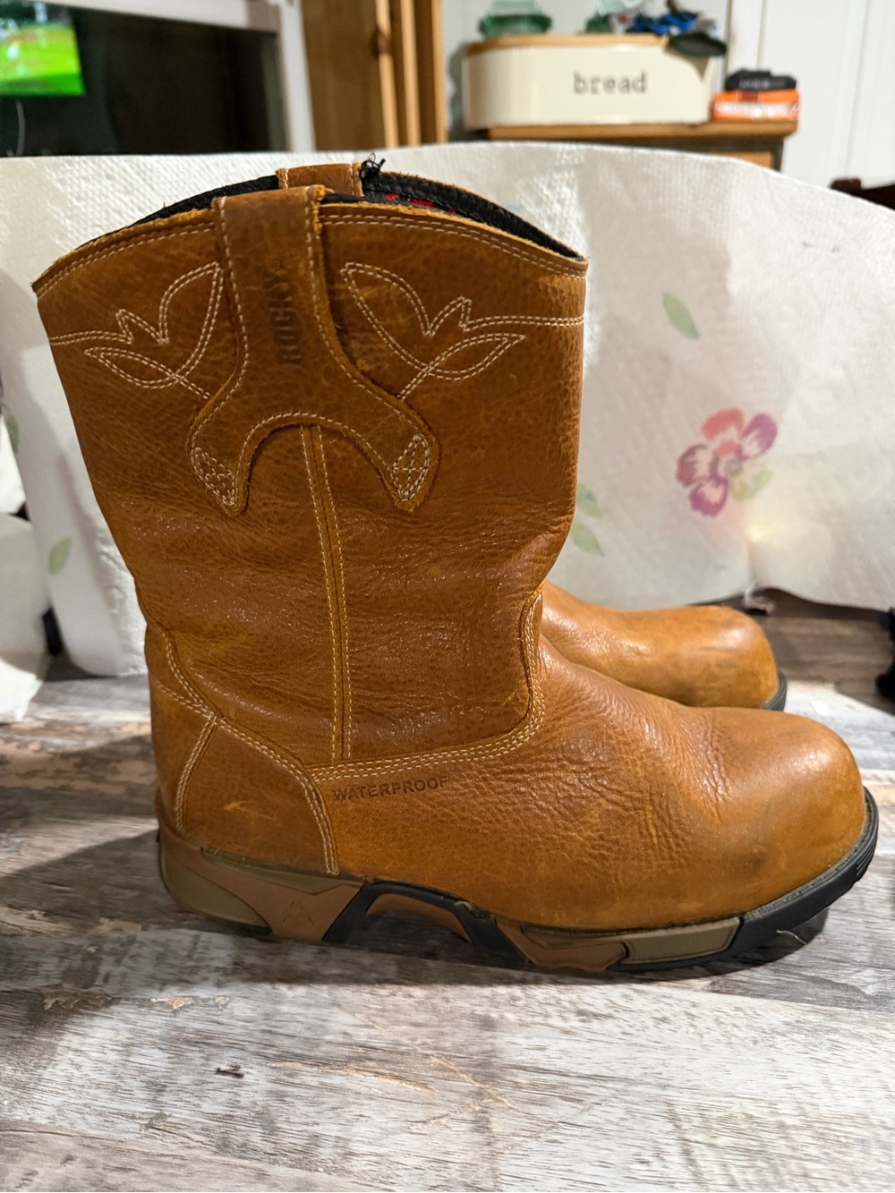 Rocky Waterproof Tan Leather Work Boots